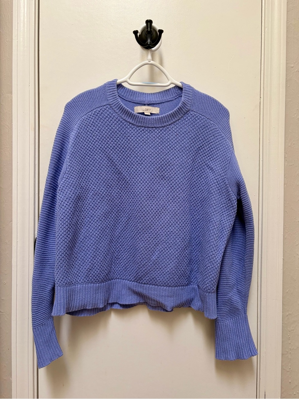 LOFT Periwinkle Crewneck Textured Knit Sweater
